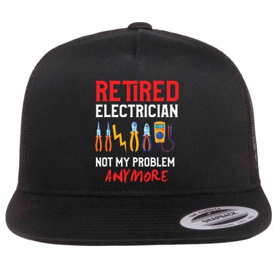 Electrician Retirement Gift Funny Retired Electrician Flat Bill Trucker Hat