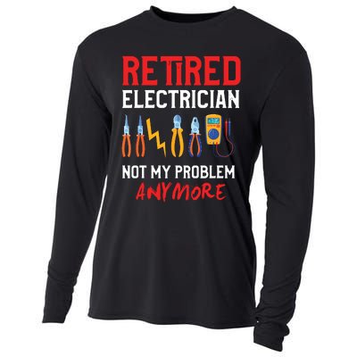 Electrician Retirement Gift Funny Retired Electrician Cooling Performance Long Sleeve Crew