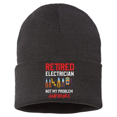 Electrician Retirement Gift Funny Retired Electrician Sustainable Knit Beanie