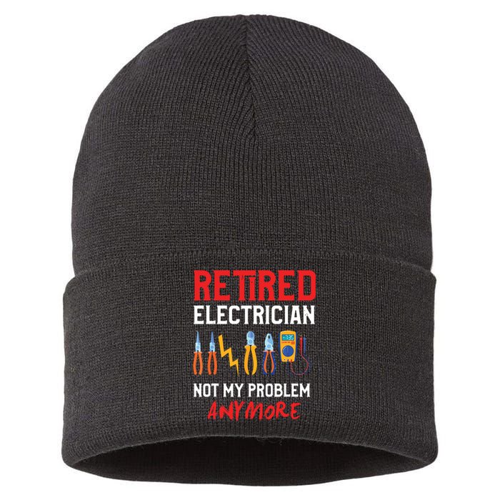 Electrician Retirement Gift Funny Retired Electrician Sustainable Knit Beanie