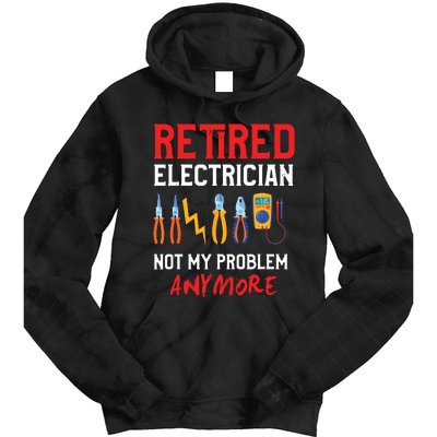 Electrician Retirement Gift Funny Retired Electrician Tie Dye Hoodie