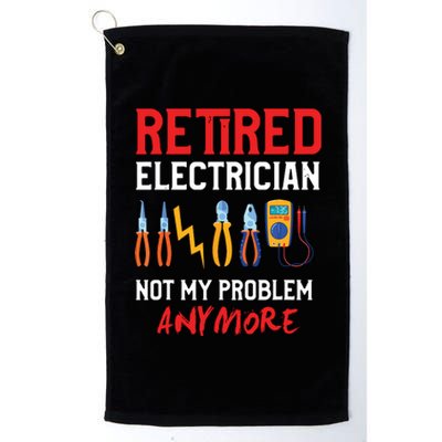 Electrician Retirement Gift Funny Retired Electrician Platinum Collection Golf Towel