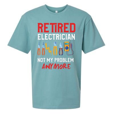 Electrician Retirement Gift Funny Retired Electrician Sueded Cloud Jersey T-Shirt