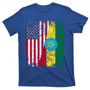 Ethiopian Roots Half American Flag Ethiopia Great Gift T-Shirt