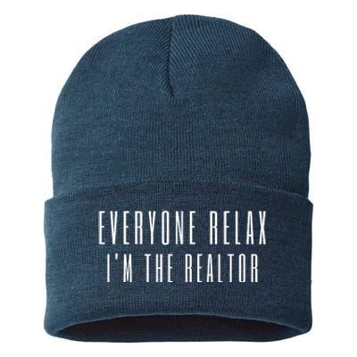 Everyone Relax I'm A Realtor Funny Real Estate Agent Quote Gift Sustainable Knit Beanie