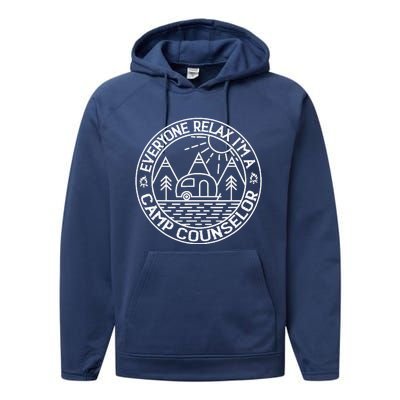 Everyone Relax IM A Camp Counselor Retro Camp Counselor Performance Fleece Hoodie