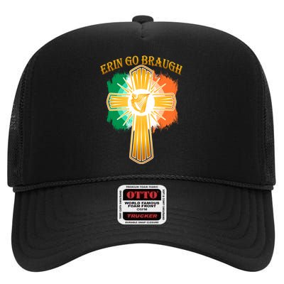 Erin Go Braugh St. Patrick's Day High Crown Mesh Back Trucker Hat