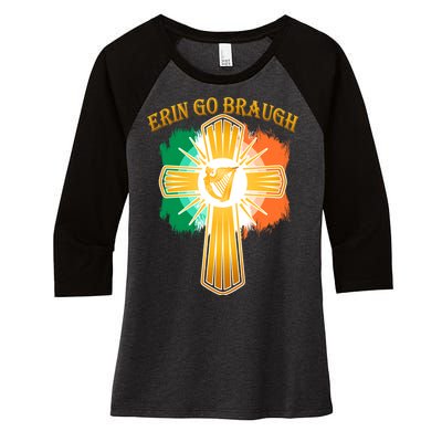 Erin Go Braugh St. Patrick's Day Women's Tri-Blend 3/4-Sleeve Raglan Shirt