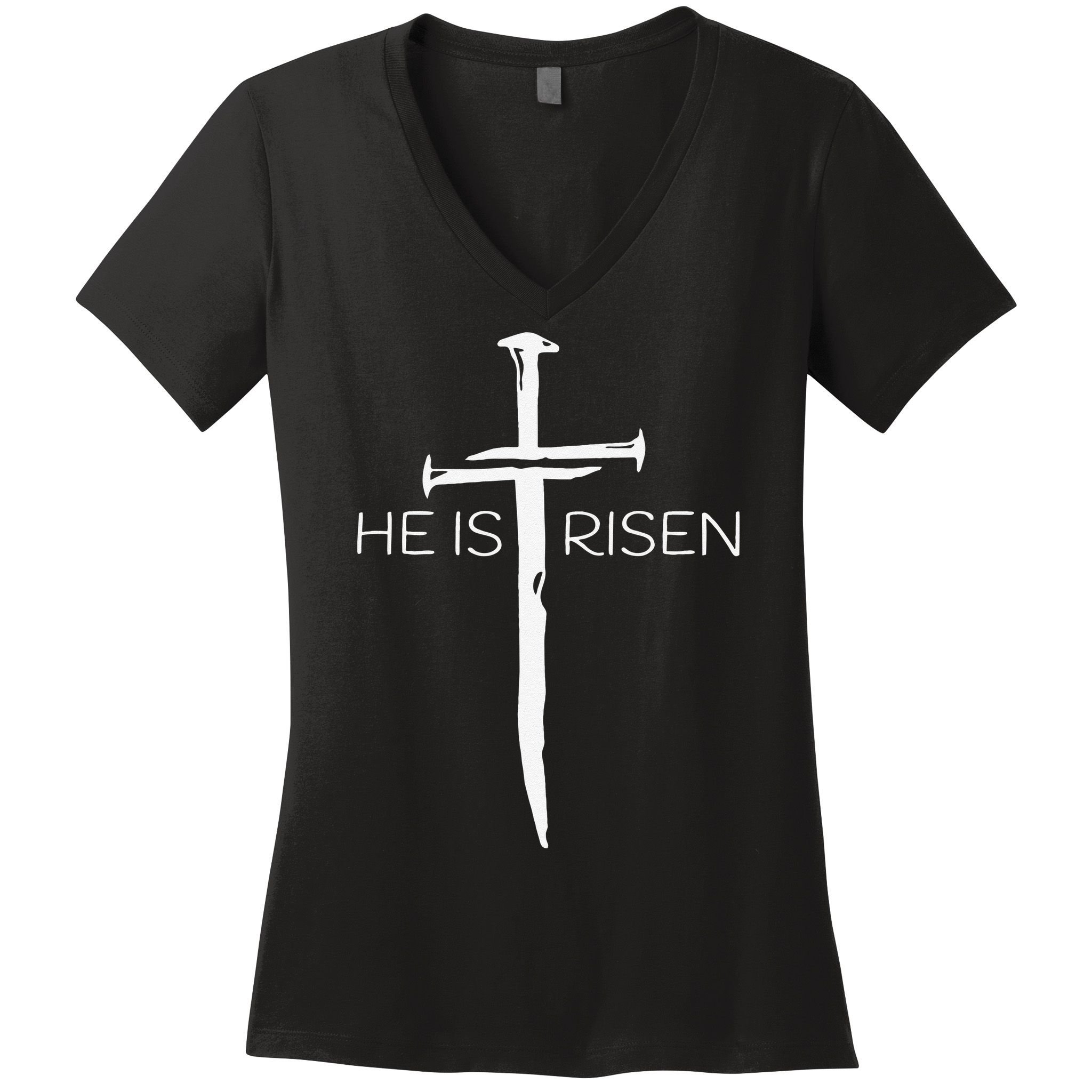 Easter Resurrection Jesus He Is Risen Cross Gift Women's V-Neck T-Shirt