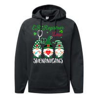 ER Registrar Love Shenanigans Gnomes Nurse St Patricks Day Performance Fleece Hoodie