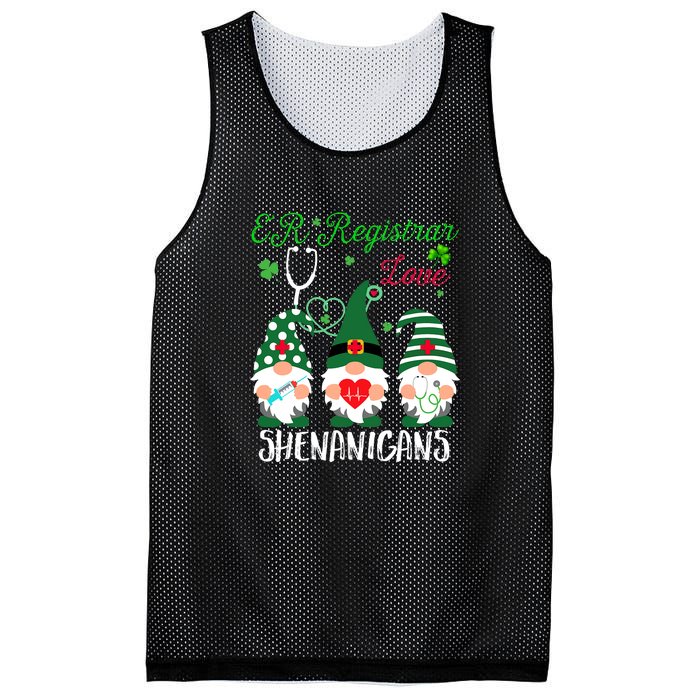 ER Registrar Love Shenanigans Gnomes Nurse St Patricks Day Mesh Reversible Basketball Jersey Tank