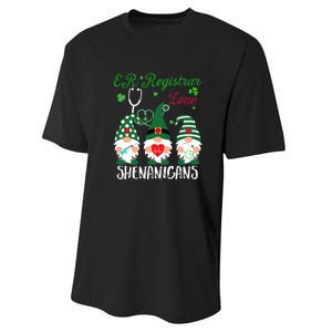 ER Registrar Love Shenanigans Gnomes Nurse St Patricks Day Performance Sprint T-Shirt