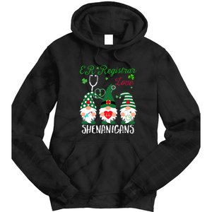 ER Registrar Love Shenanigans Gnomes Nurse St Patricks Day Tie Dye Hoodie