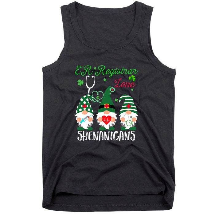 ER Registrar Love Shenanigans Gnomes Nurse St Patricks Day Tank Top