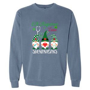 ER Registrar Love Shenanigans Gnomes Nurse St Patricks Day Garment-Dyed Sweatshirt