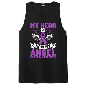 Epilepsy Ribbon My Hero Is Now My Angel Epilepsy Awareness Cute Gift PosiCharge Competitor Tank