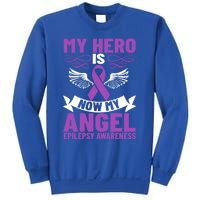 Epilepsy Ribbon My Hero Is Now My Angel Epilepsy Awareness Cute Gift Sweatshirt