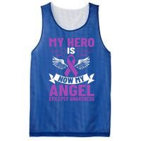 Epilepsy Ribbon My Hero Is Now My Angel Epilepsy Awareness Cute Gift Mesh Reversible Basketball Jersey Tank