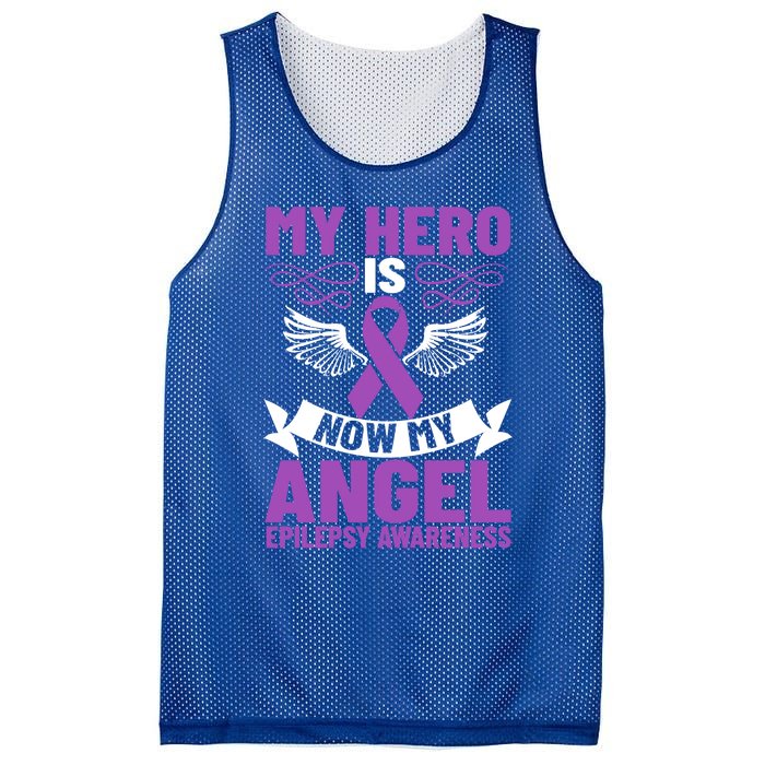 Epilepsy Ribbon My Hero Is Now My Angel Epilepsy Awareness Cute Gift Mesh Reversible Basketball Jersey Tank