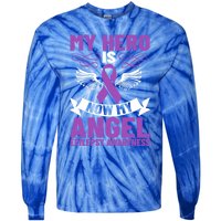 Epilepsy Ribbon My Hero Is Now My Angel Epilepsy Awareness Cute Gift Tie-Dye Long Sleeve Shirt