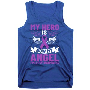 Epilepsy Ribbon My Hero Is Now My Angel Epilepsy Awareness Cute Gift Tank Top