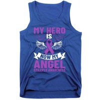 Epilepsy Ribbon My Hero Is Now My Angel Epilepsy Awareness Cute Gift Tank Top