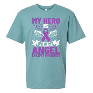 Epilepsy Ribbon My Hero Is Now My Angel Epilepsy Awareness Cute Gift Sueded Cloud Jersey T-Shirt