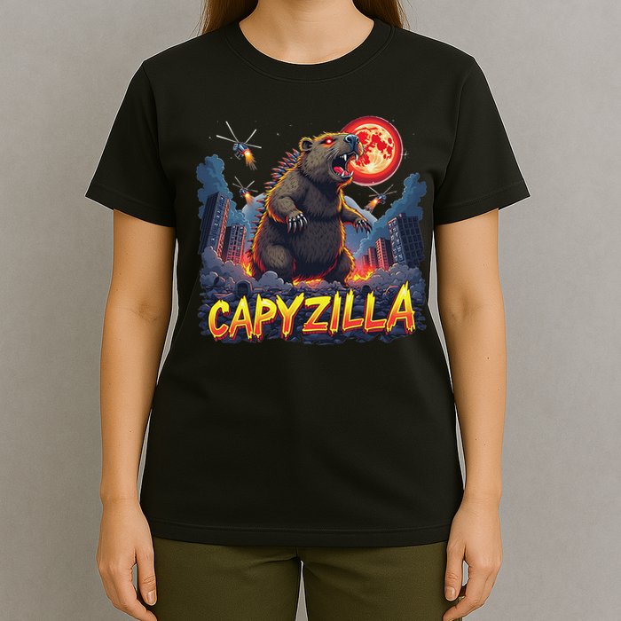 Epic Rodent Monster Movie Fans Child Capybara Enthusiasts Capyzilla Funny Giant Capybara T-Shirt