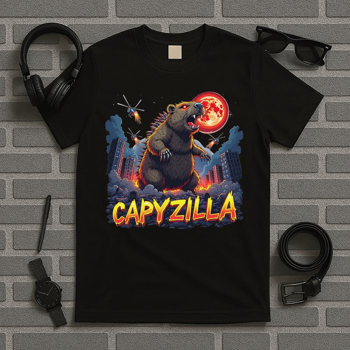 Epic Rodent Monster Movie Fans Child Capybara Enthusiasts Capyzilla Funny Giant Capybara T-Shirt