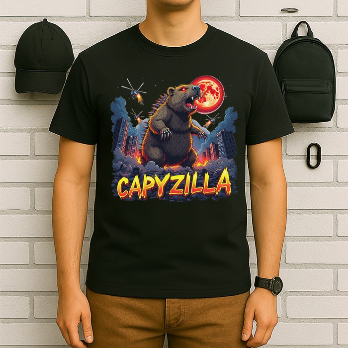 Epic Rodent Monster Movie Fans Child Capybara Enthusiasts Capyzilla Funny Giant Capybara T-Shirt