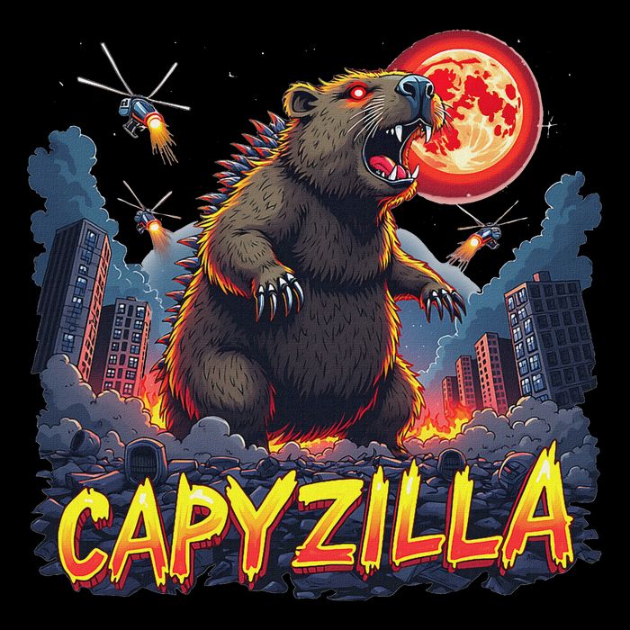 Epic Rodent Monster Movie Fans Child Capybara Enthusiasts Capyzilla Funny Giant Capybara T-Shirt