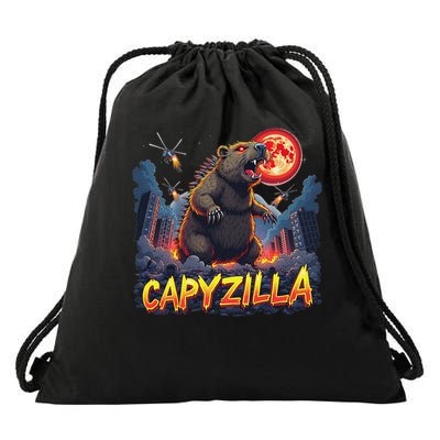 Epic Rodent Monster Movie Fans Child Capybara Enthusiasts Capyzilla Funny Giant Capybara Drawstring Bag