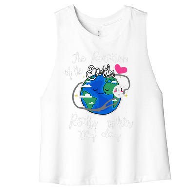 Earth Rotation Makes My Day Fun Women's Racerback Cropped Tank