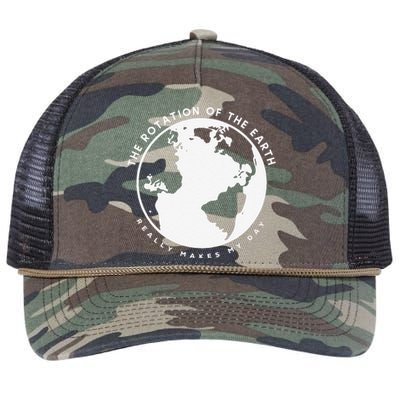 Earth Rotation Makes My Day Science Humor Funny Teacher Gift Retro Rope Trucker Hat Cap