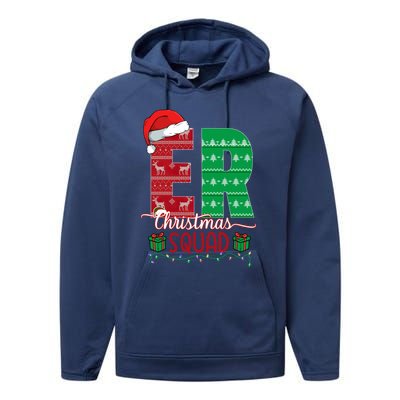 Emergency Room Nursing Xmas Squad Er Nurse Ugly Christmas Pj Meaningful Gift Performance Fleece Hoodie