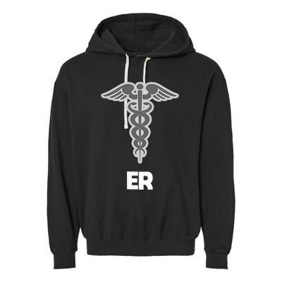 Emergency Room Nurse Caduceus Symbol Garment-Dyed Fleece Hoodie