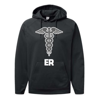 Emergency Room Nurse Caduceus Symbol Performance Fleece Hoodie