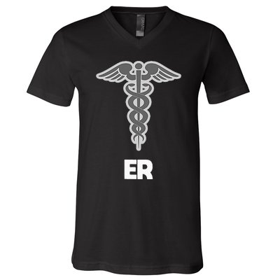 Emergency Room Nurse Caduceus Symbol V-Neck T-Shirt