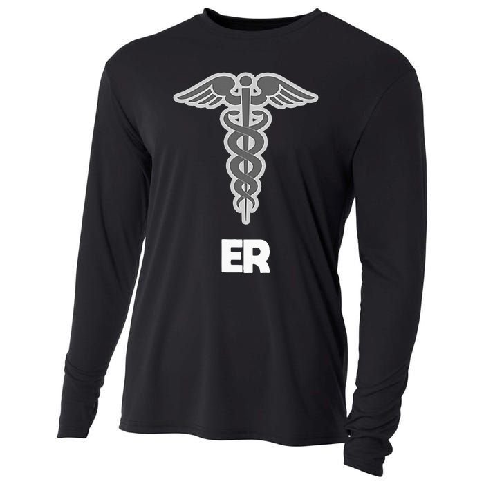 Emergency Room Nurse Caduceus Symbol Cooling Performance Long Sleeve Crew