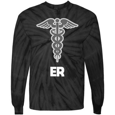 Emergency Room Nurse Caduceus Symbol Tie-Dye Long Sleeve Shirt