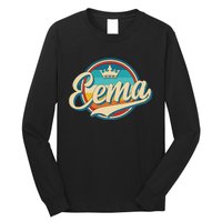 Eema Retro Name Funny Vintage Style Mother Mama Long Sleeve Shirt