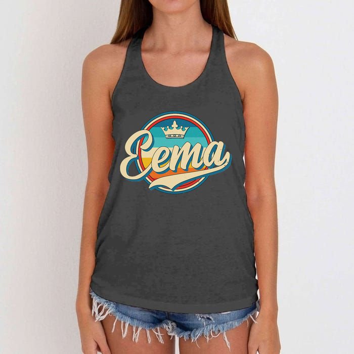 Eema Retro Name Funny Vintage Style Mother Mama Women's Knotted Racerback Tank