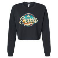 Eema Retro Name Funny Vintage Style Mother Mama Cropped Pullover Crew