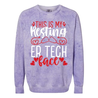 Emergency Room Nurse Resting Er Tech Face Er Nursing Cute Gift Colorblast Crewneck Sweatshirt