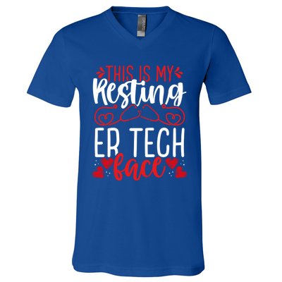 Emergency Room Nurse Resting Er Tech Face Er Nursing Cute Gift V-Neck T-Shirt