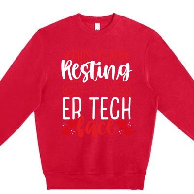 Emergency Room Nurse Resting Er Tech Face Er Nursing Cute Gift Premium Crewneck Sweatshirt