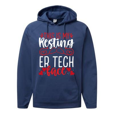 Emergency Room Nurse Resting Er Tech Face Er Nursing Cute Gift Performance Fleece Hoodie