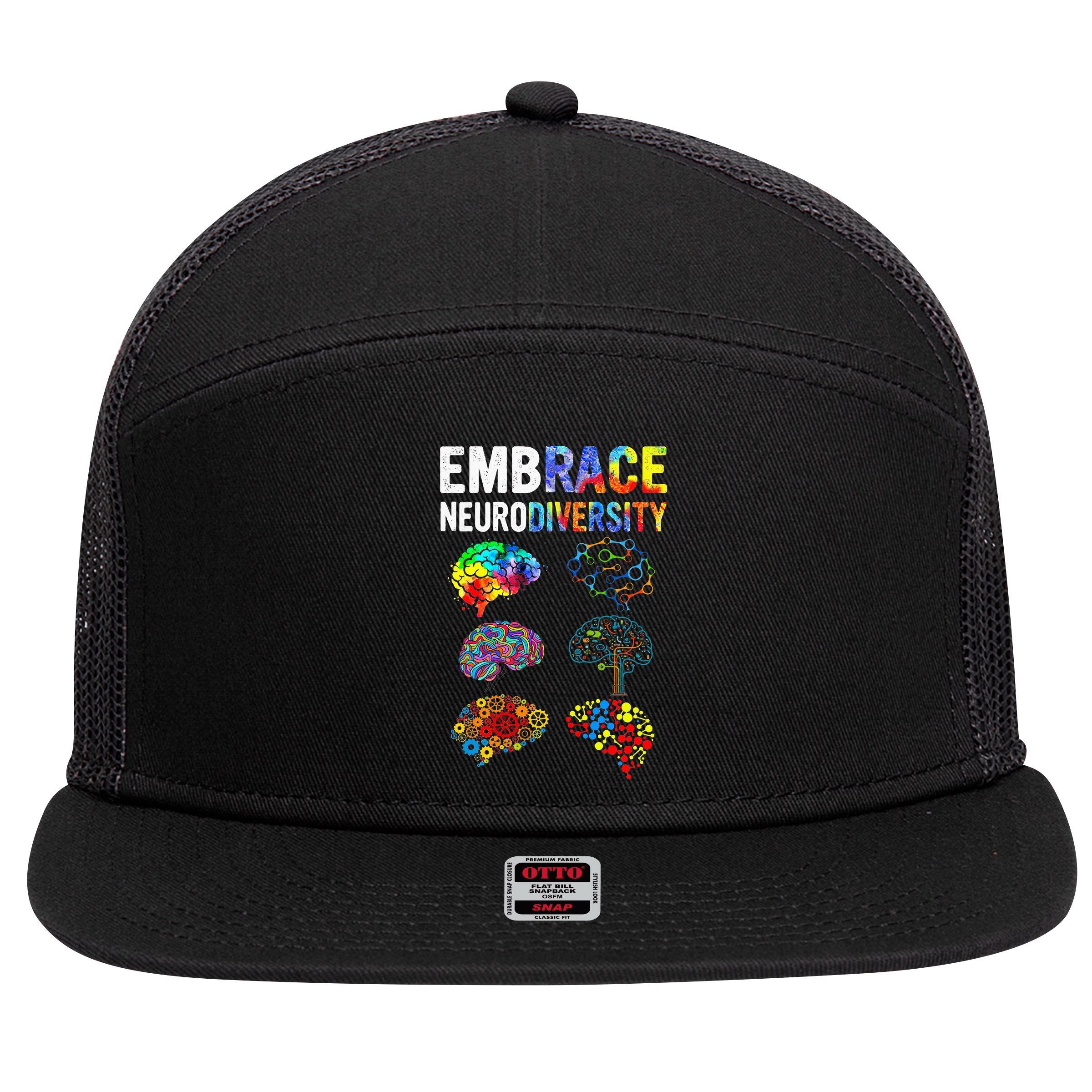 Embrace Rainbow puzzle Autism Infinity Awareness 7 Panel Mesh Trucker Snapback Hat