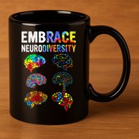 Embrace Rainbow puzzle Autism Infinity Awareness 11oz C Handle Ceramic Mug