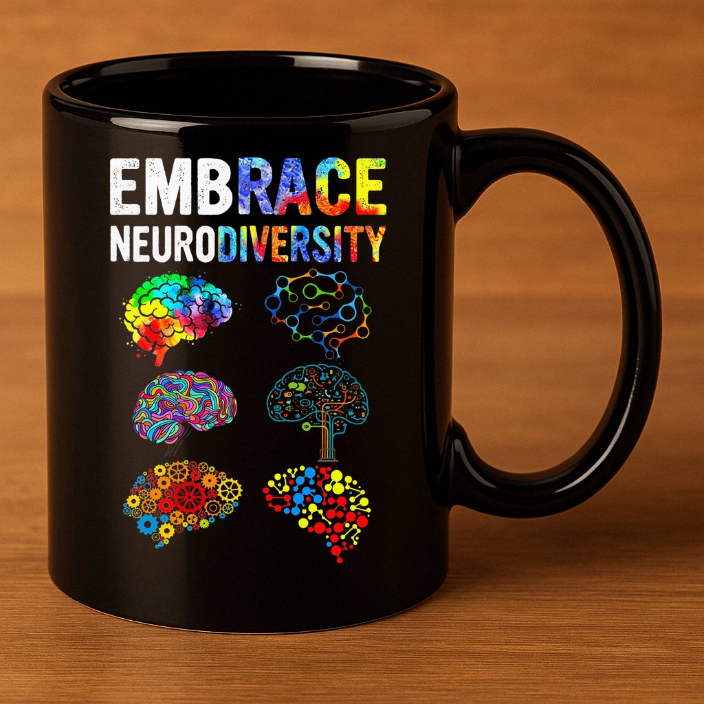 Embrace Rainbow puzzle Autism Infinity Awareness 11oz C Handle Ceramic Mug